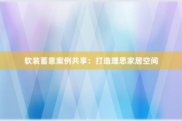 软装蓄意案例共享：打造理思家居空间
